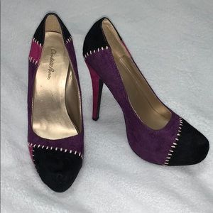 Colorblock/Stitch Pink/Purple/Black Heels Sz6 - HP